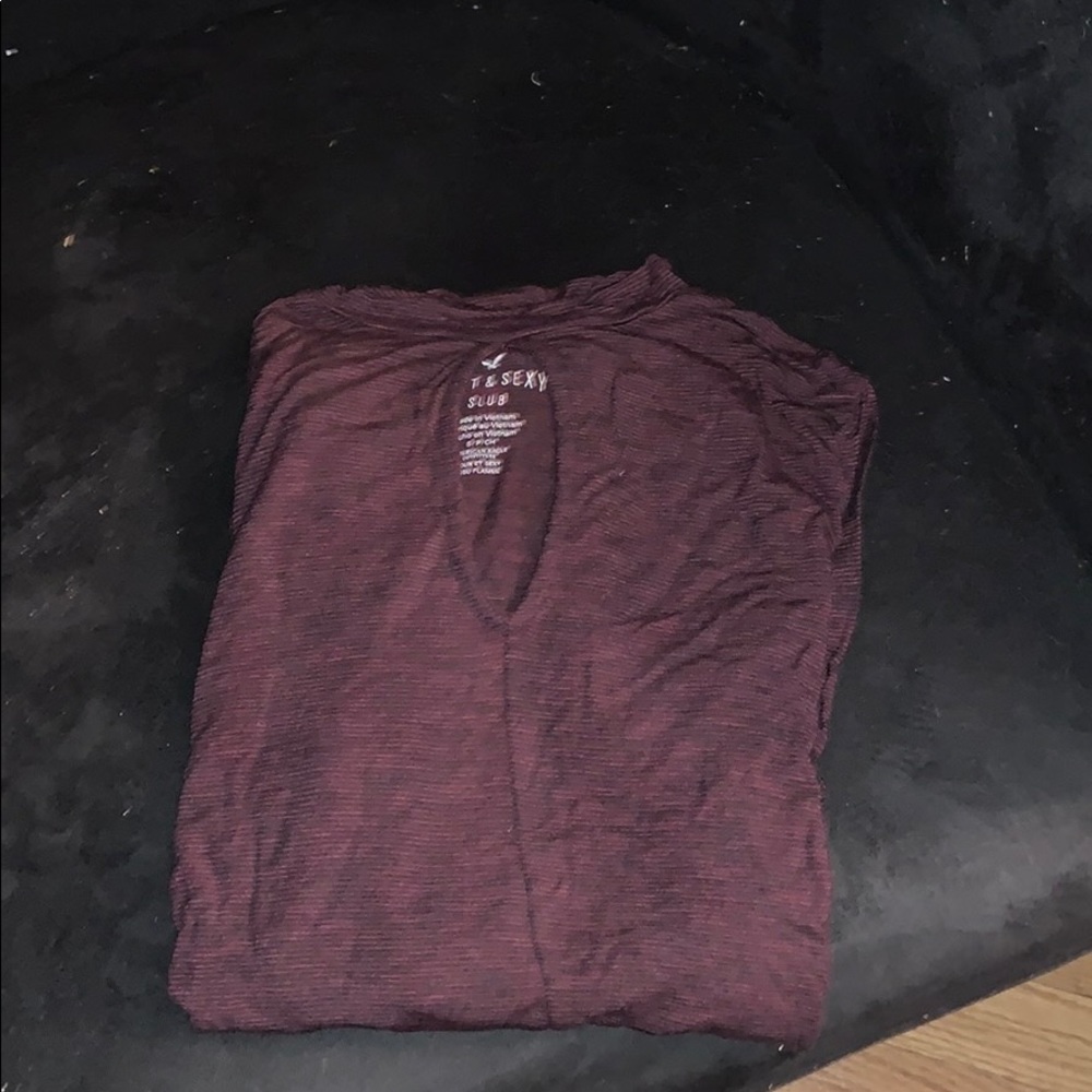 Mock neck long sleeve top with key hole